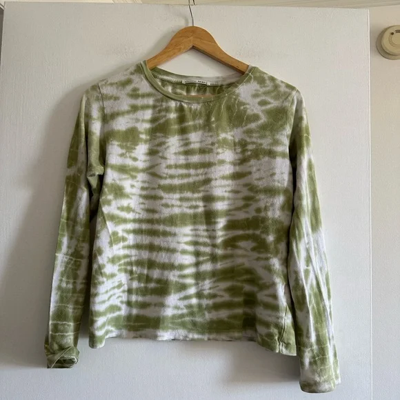 Reformation Jeans Green Tie Dye Organic Cotton Long Sleeve Top size XS EUC - Picture 2 of 7